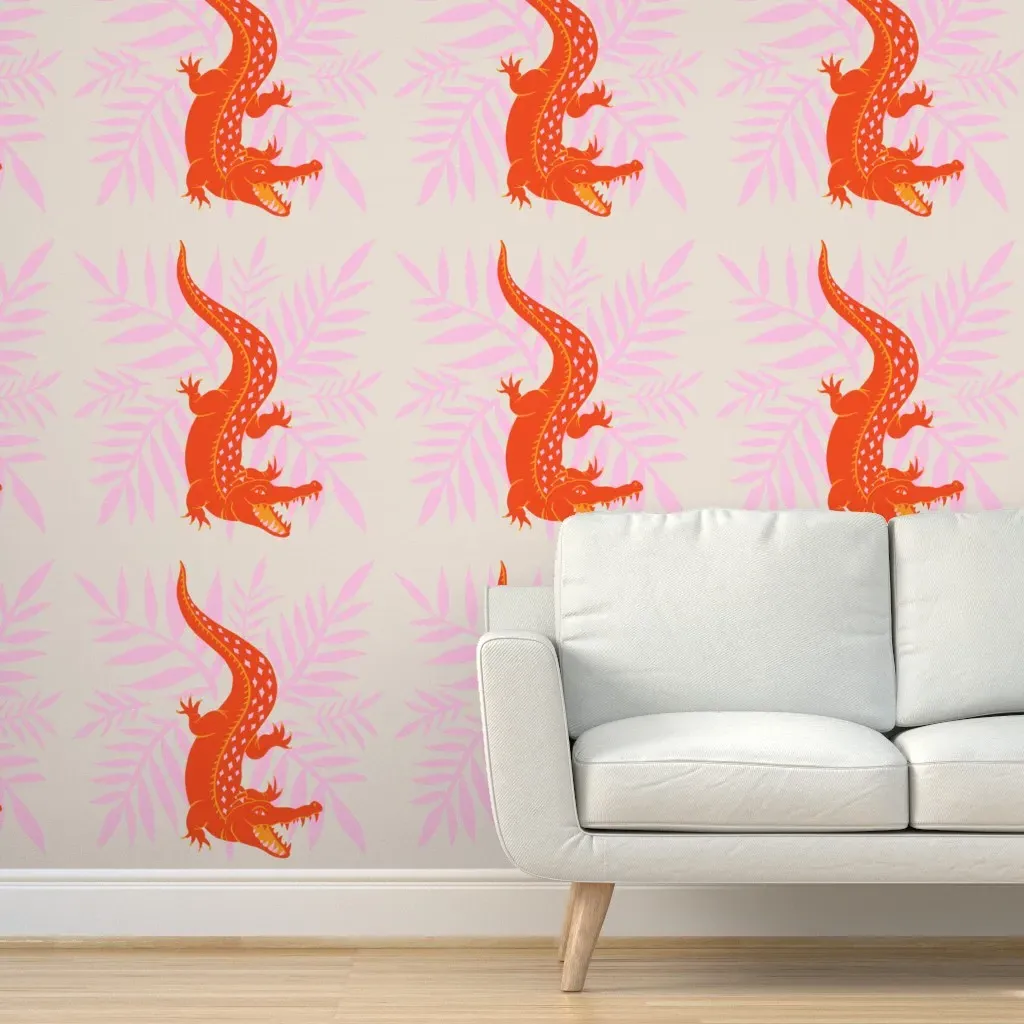 Crocodile Peel and Stick Wallpaper - Orange product