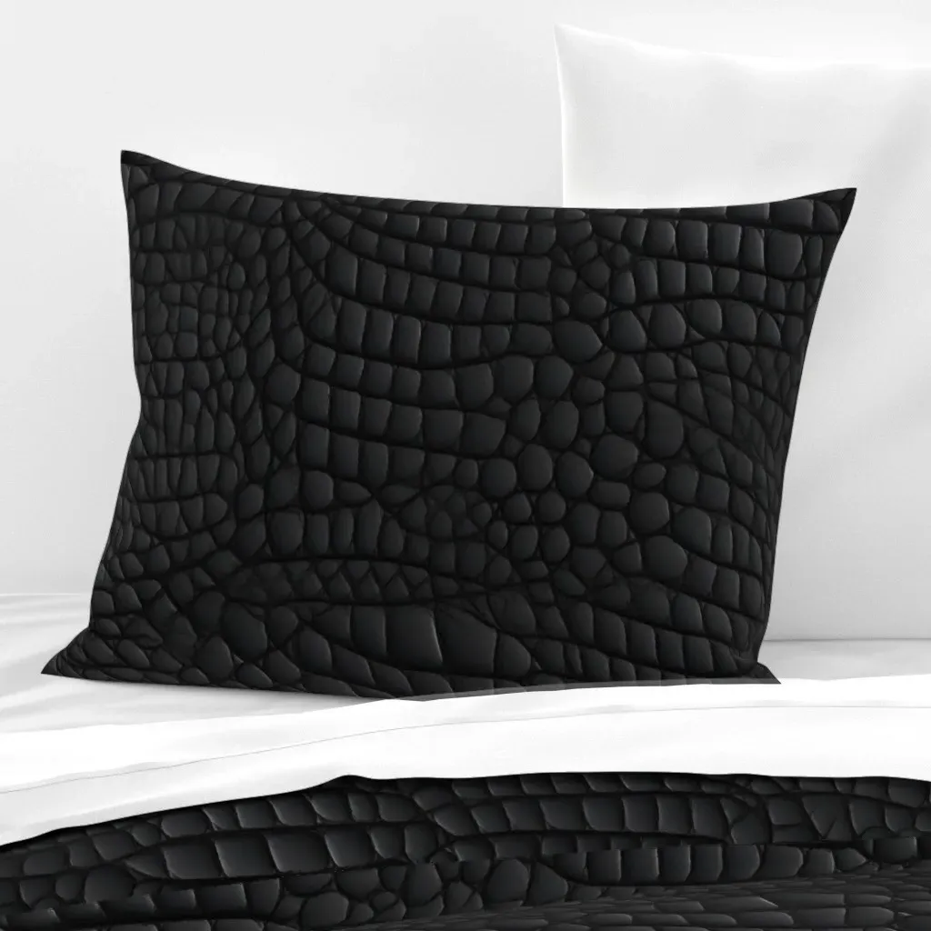 Crocodile Texture Standard Knife Edge Cushion - Black, Cotton Sateen product