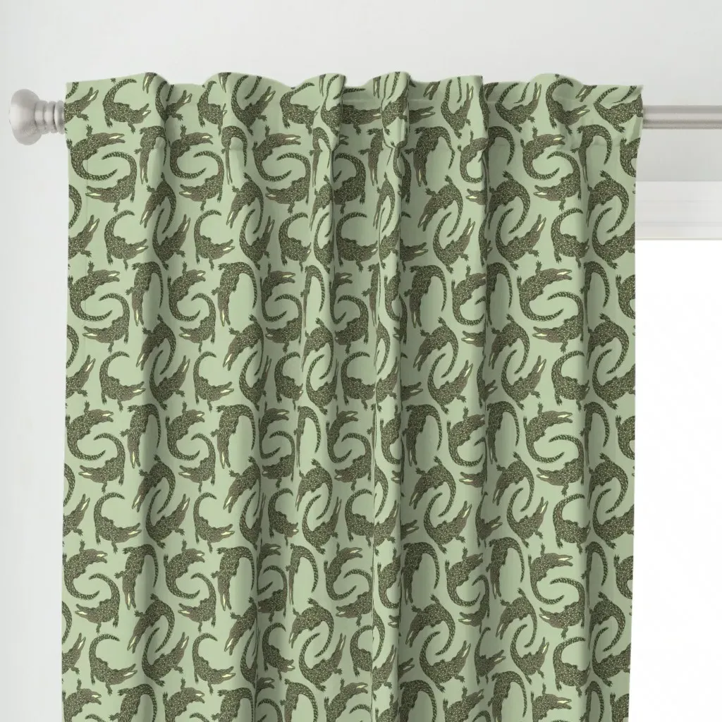 Crocodiles Camo Palette Curtain Panel - Olive Green alternate view