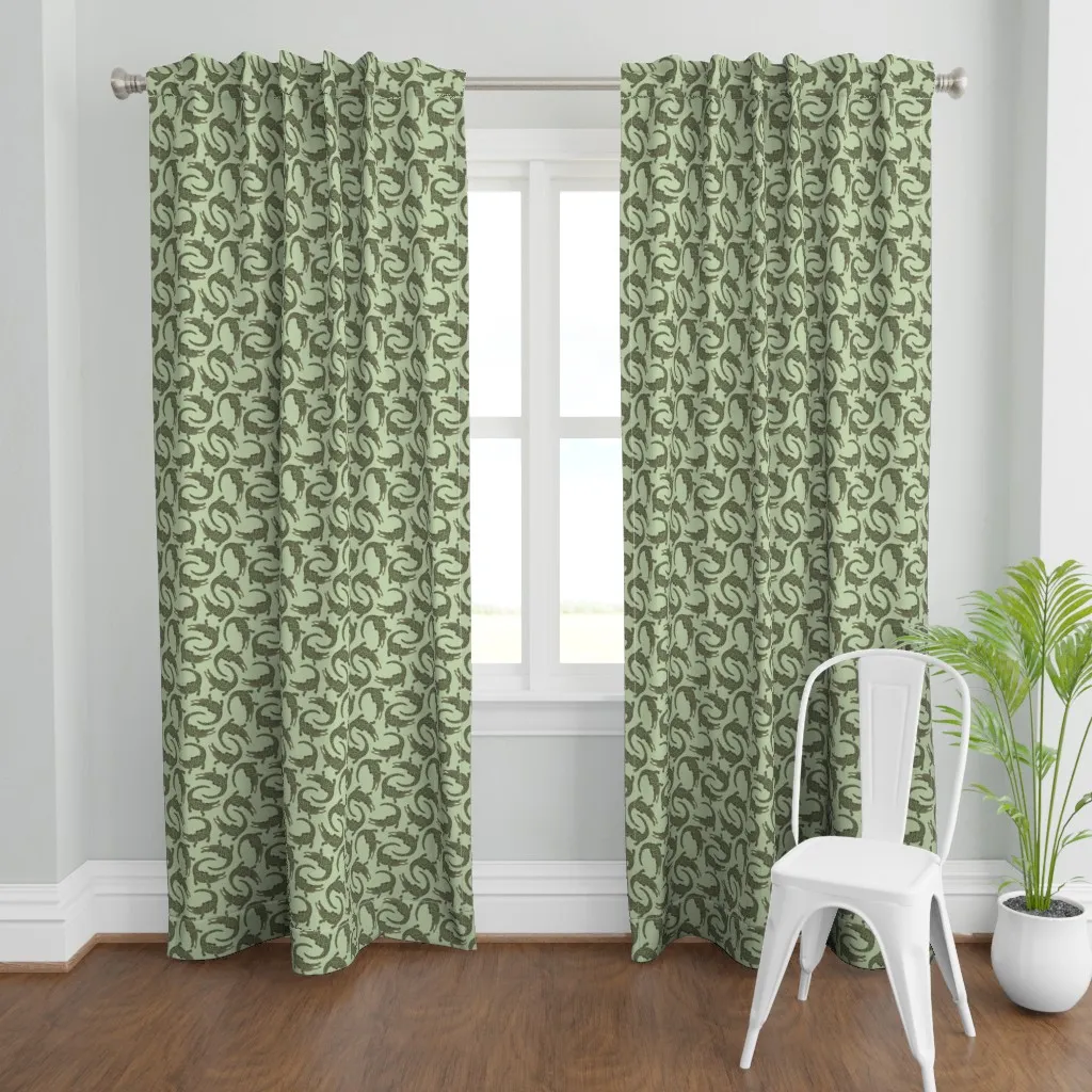 Crocodiles Camo Palette Curtain Panel - Olive Green product