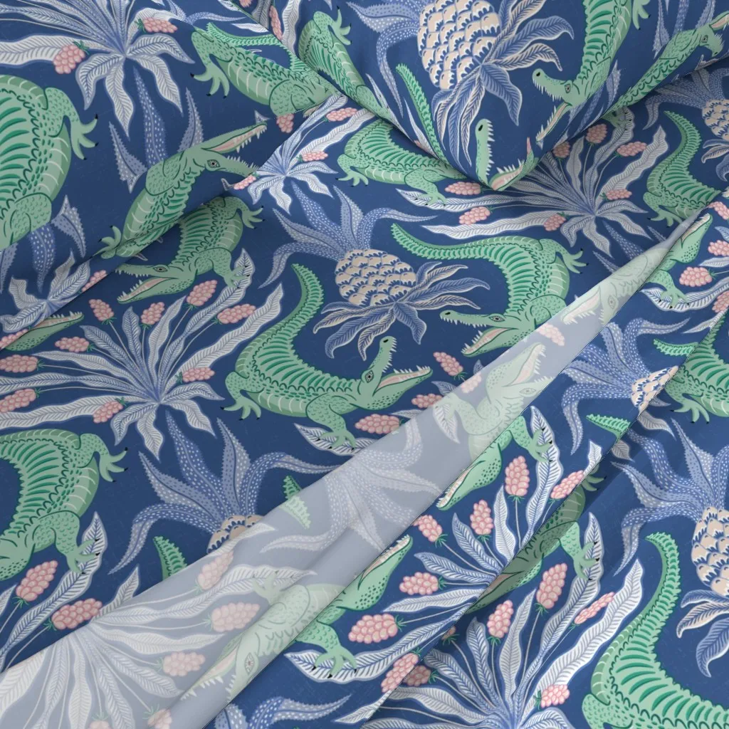 Crocodiles Large Twin Sheet Set - Teal alternate view