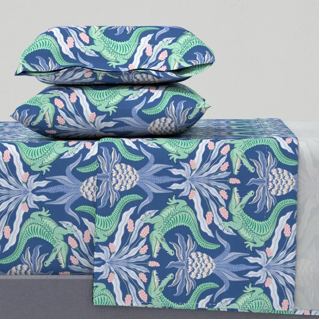 Crocodiles Large Twin Sheet Set - Teal product