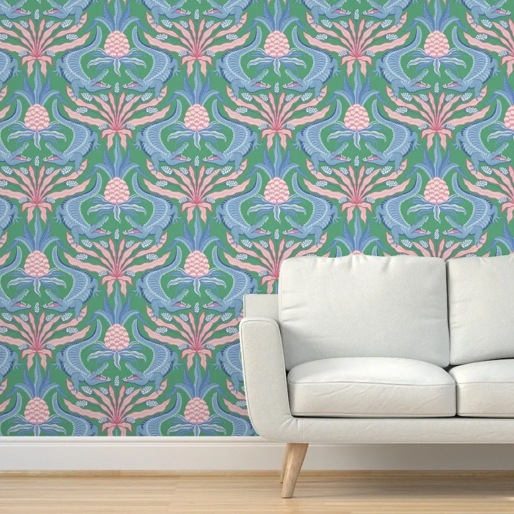 Crocodiles Peel and Stick Wallpaper - Teal product