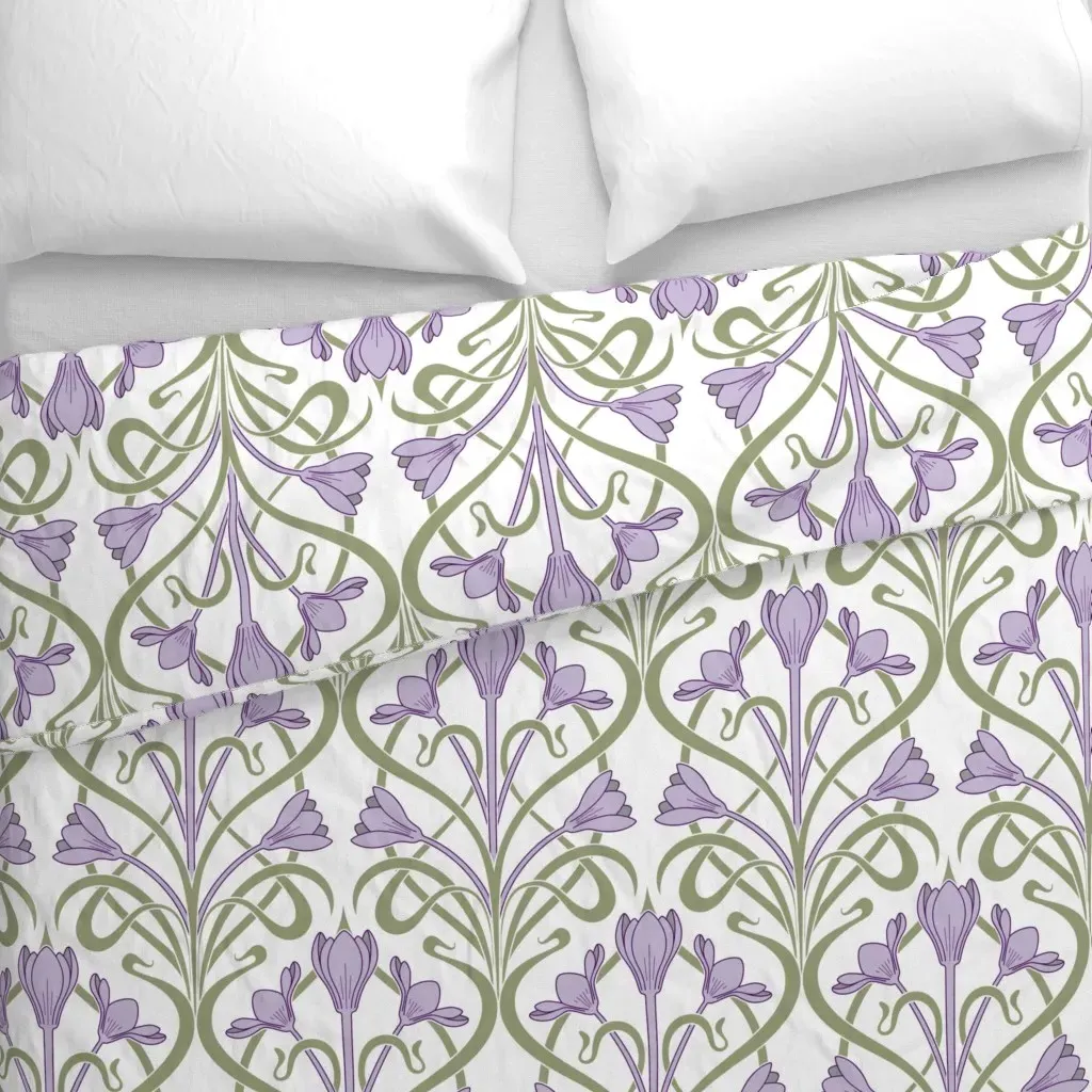 Crocus Art Nouveau Duvet Cover - Lavender Purple alternate view