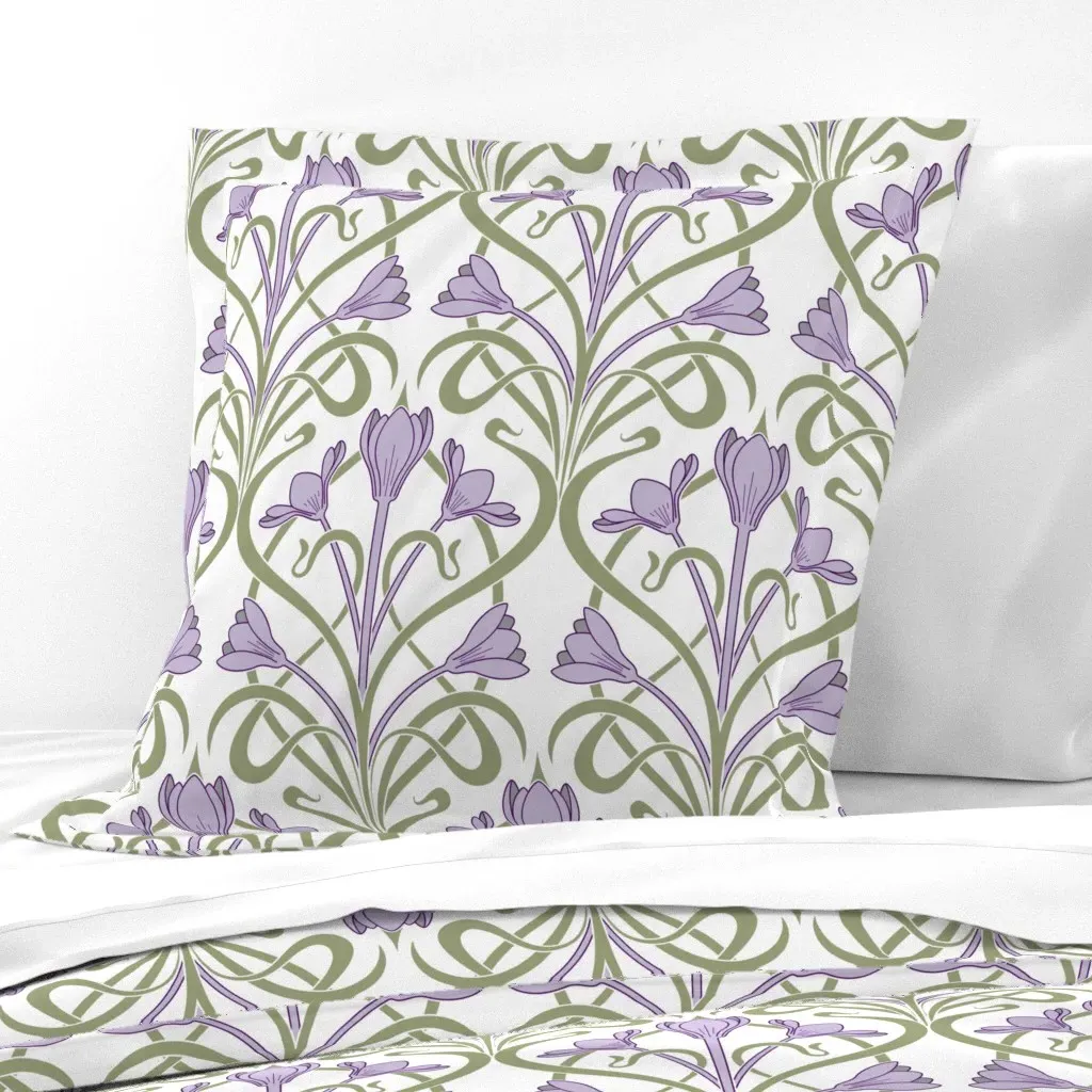 Crocus Art Nouveau Euro Pillow Sham - Lavender Purple product