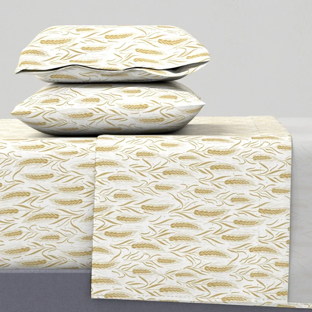 Crops Wheat Rye King Size Sheet Set - Golden Wheat product