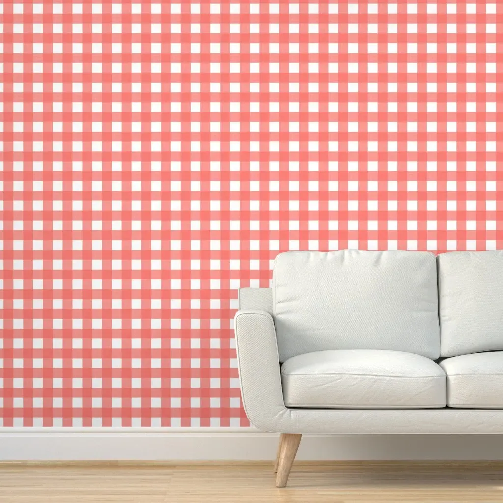 Cross Hatch Plaid Peel and Stick Wallpaper - Coral product