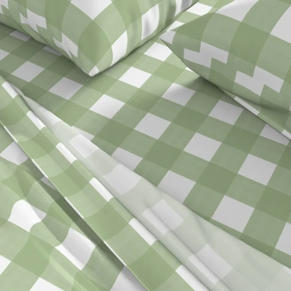 Cross Hatch Plaid Queen Sheet Set - Sage Green alternate view