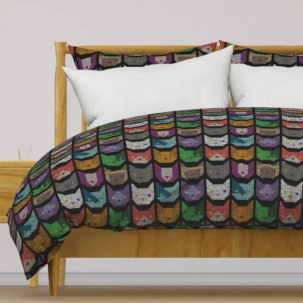 Cross Stitch Cat Handmade Duvet Cover - Multicolored product