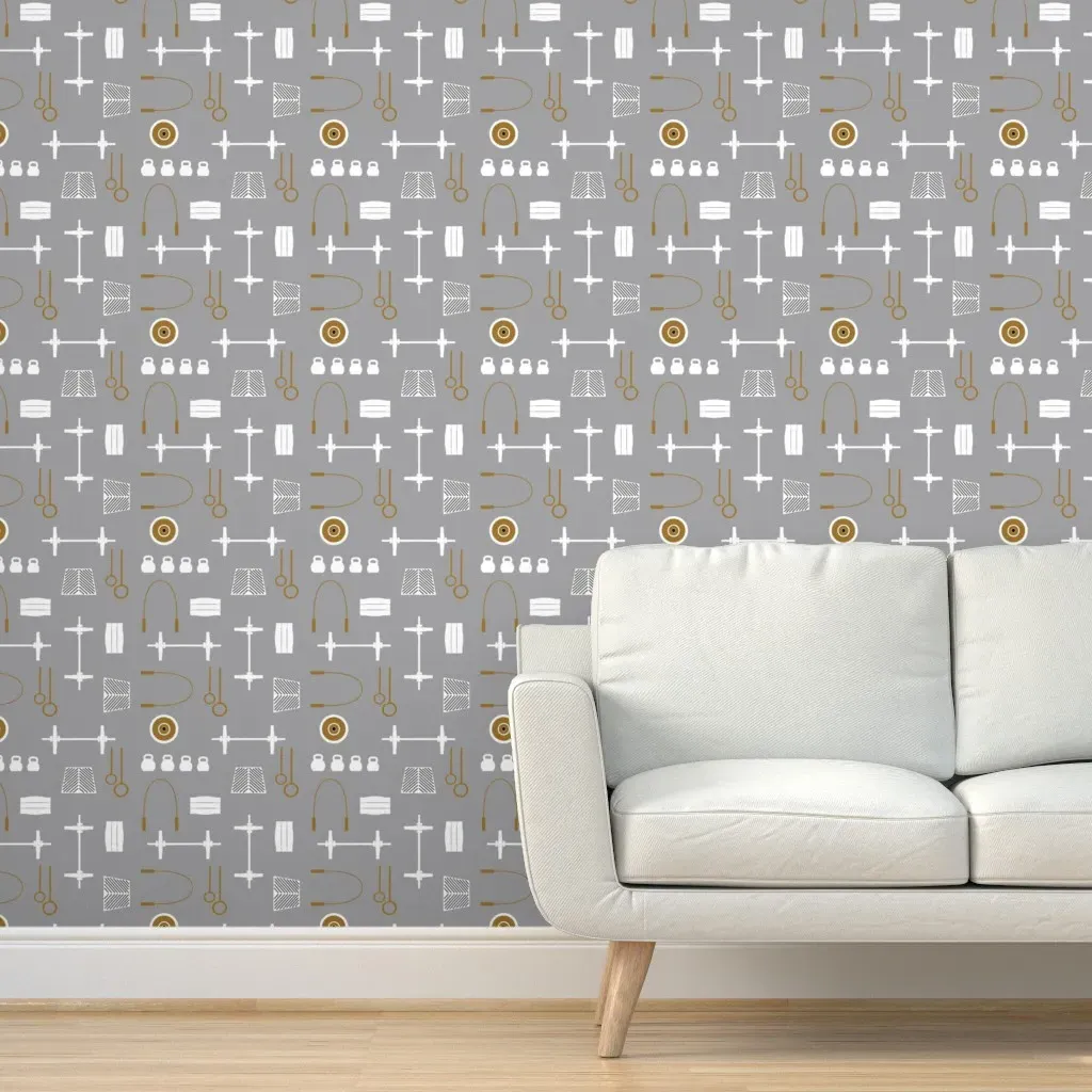 Crossfit Gym Peel and Stick Wallpaper - Gray product