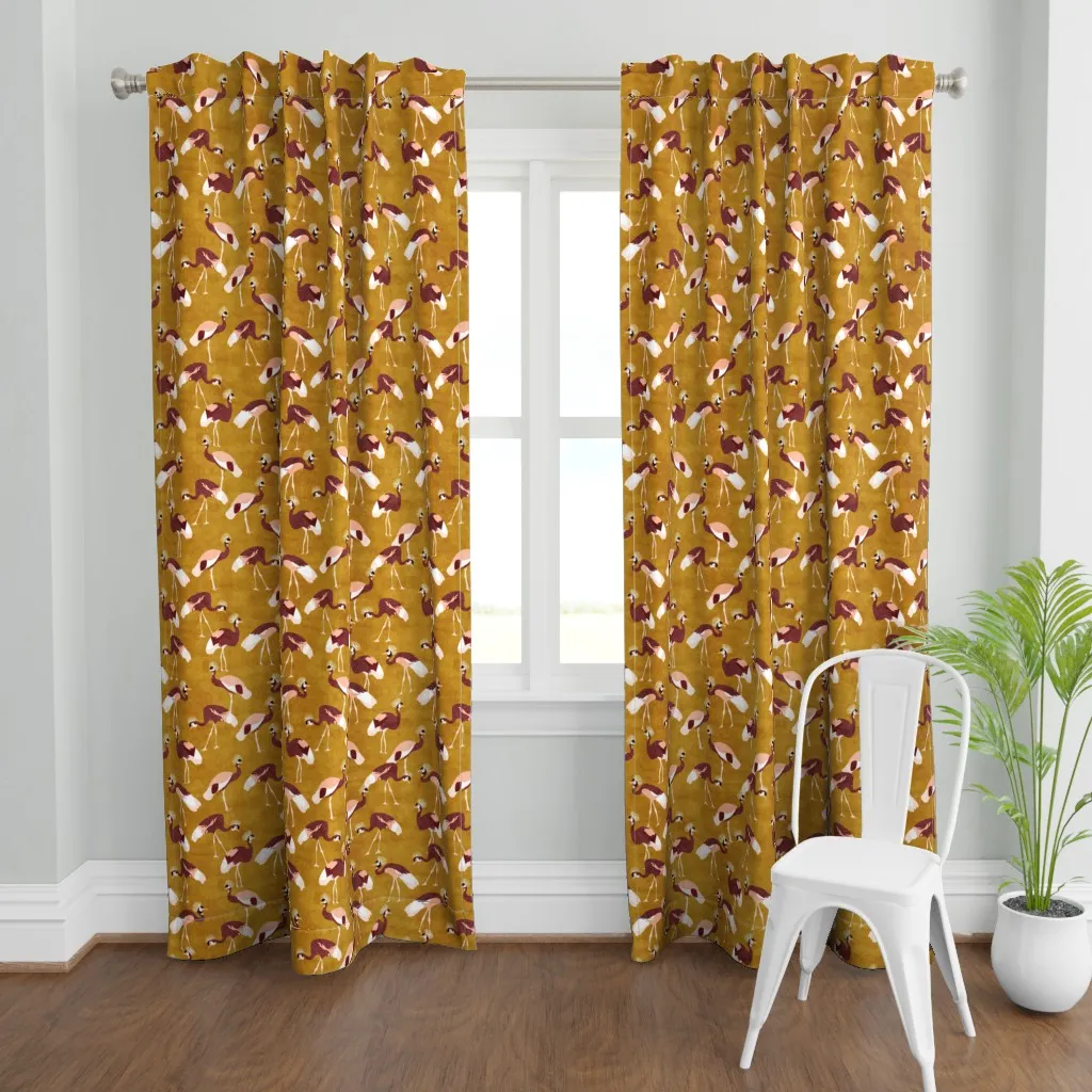 Crowned Cranes Curtain Panel - Burgundy product