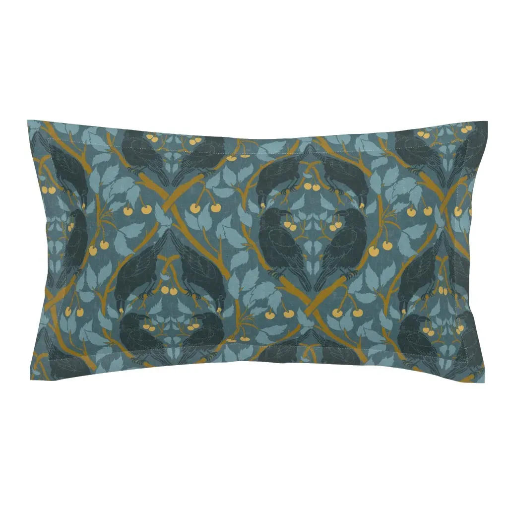Crows In The Cherry Tree King Size Pillow Sham - Black product
