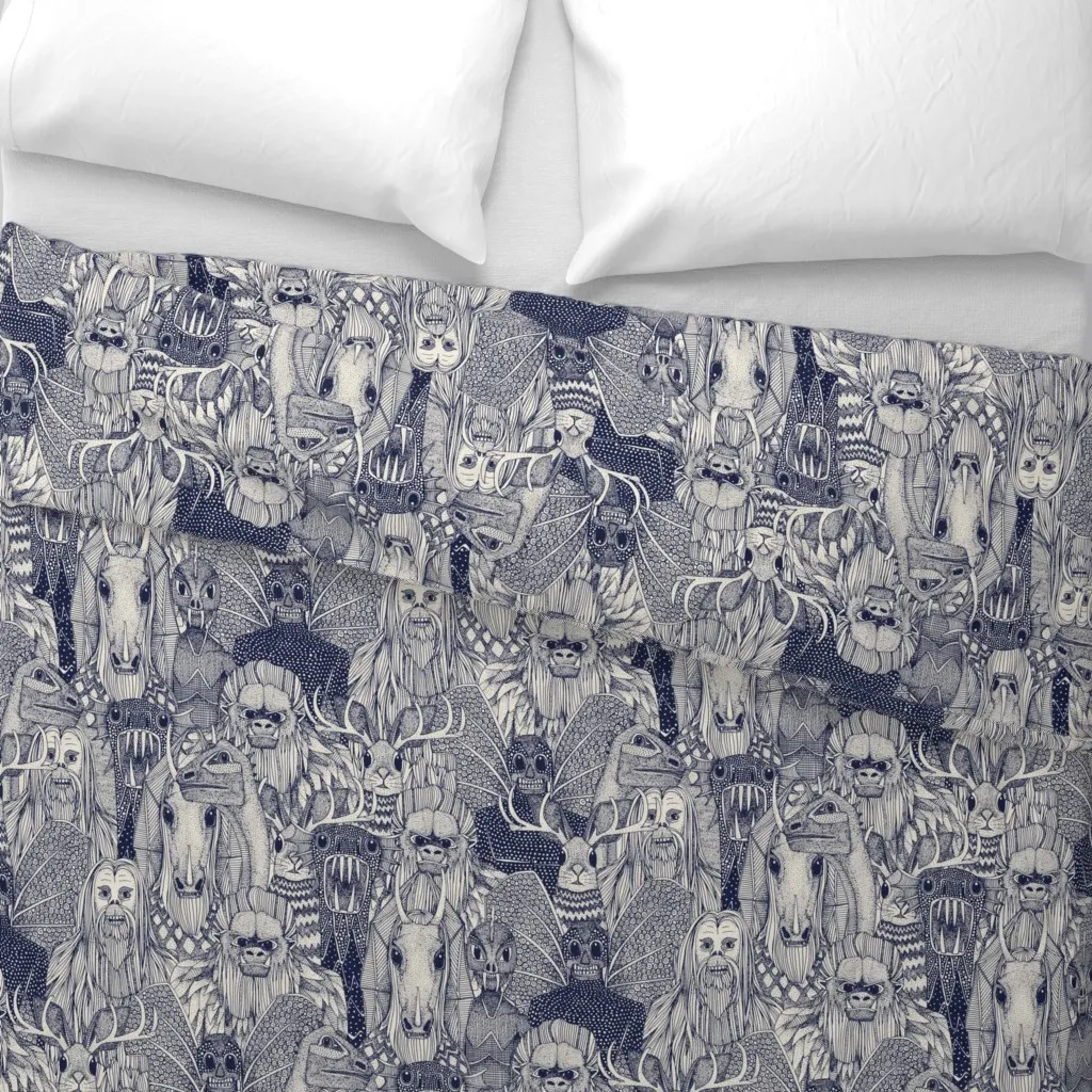 Cryptid Crowd Duvet Cover - Indigo alternate view