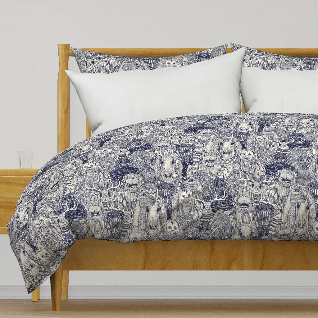 Cryptid Crowd Duvet Cover - Indigo product