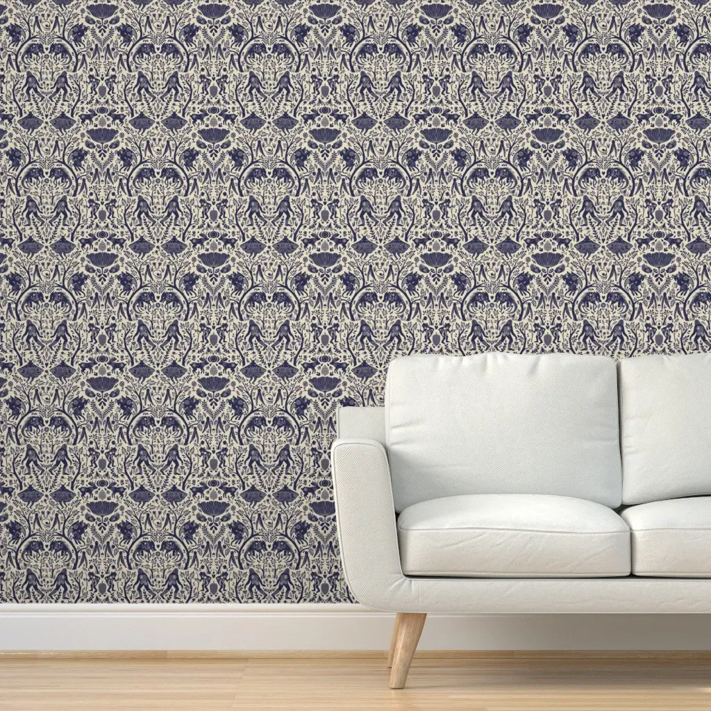Cryptid Woods Peel and Stick Wallpaper - Navy Blue product