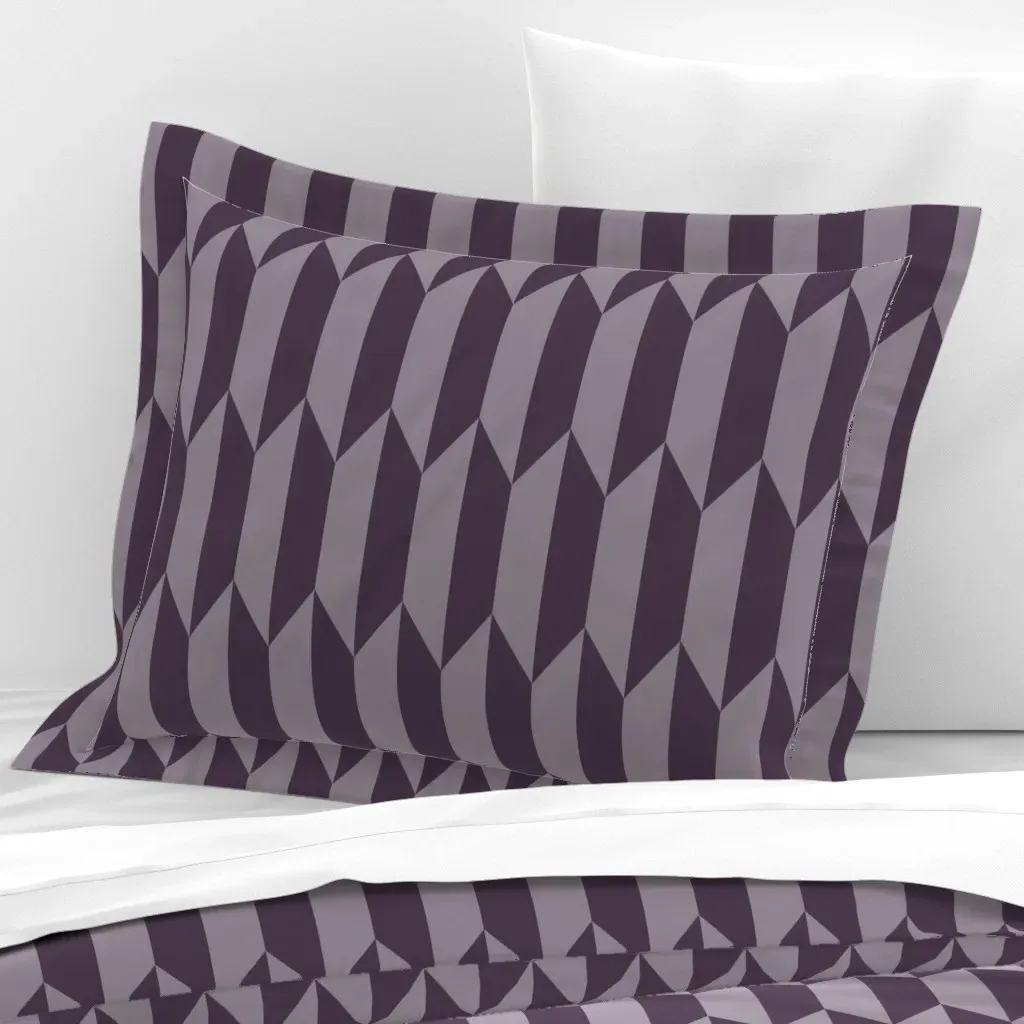 Crystal Geometric Demain Flanged Cushion Cover - Dark Purple, Cotton Sateen product
