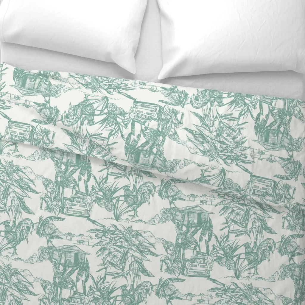 Cuba Toile Proyectango Duvet Cover - Sea Green alternate view
