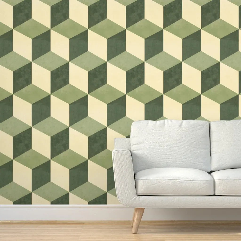 Cubes Peel and Stick Wallpaper - Sage Green product