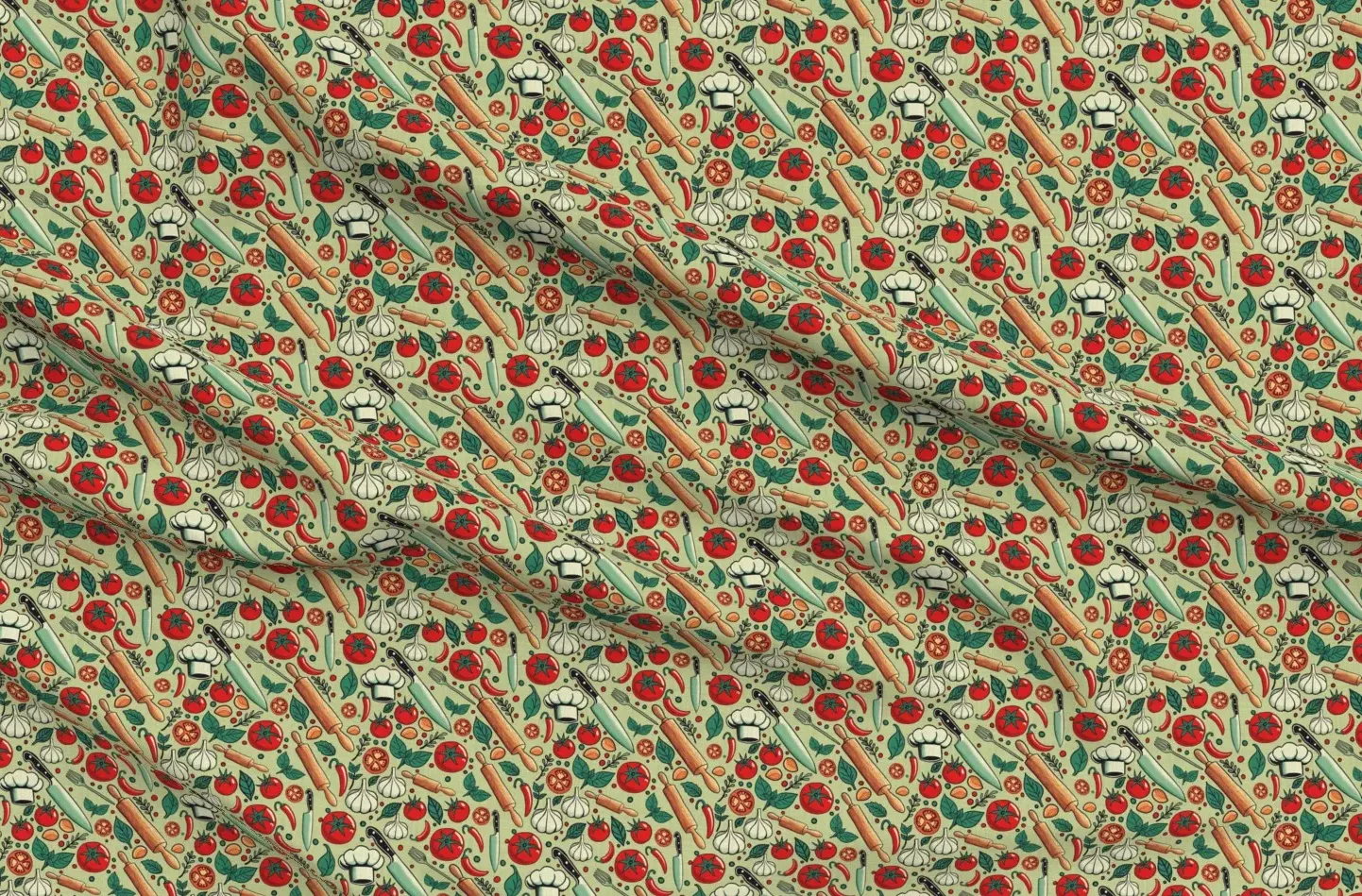 Culinary Delights Kitchen Chefs Pique Fabric - Red product
