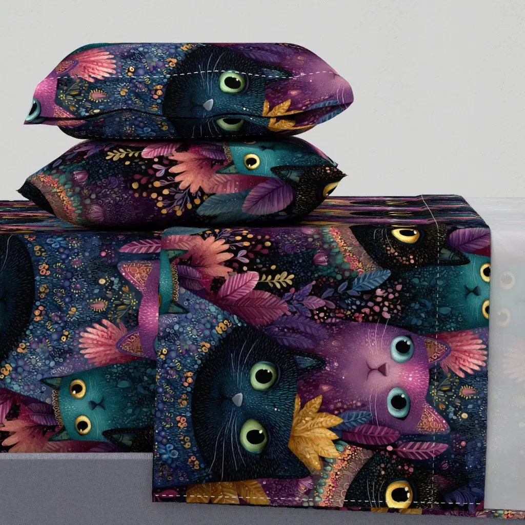Culture Club Cats Cal King Sheet Set - Dark Purple product