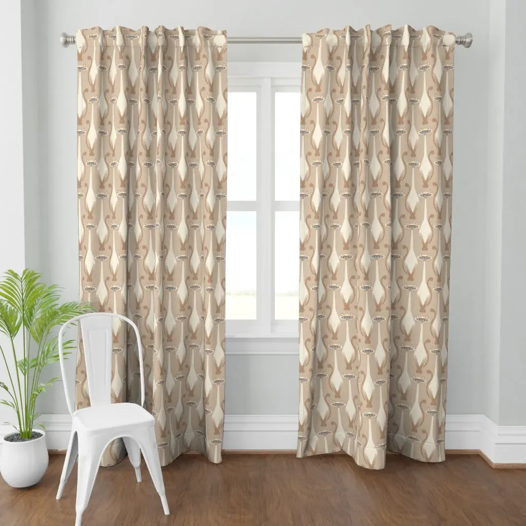 Curious Siamese Cat Curtain Panel - Beige product