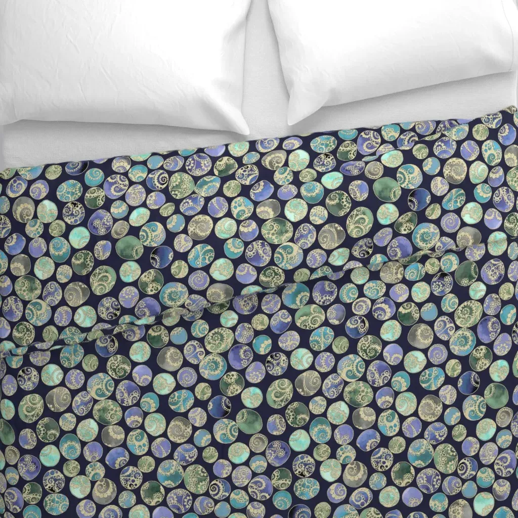 Curly Watercolor Dots Duvet Cover - Teal alternate view