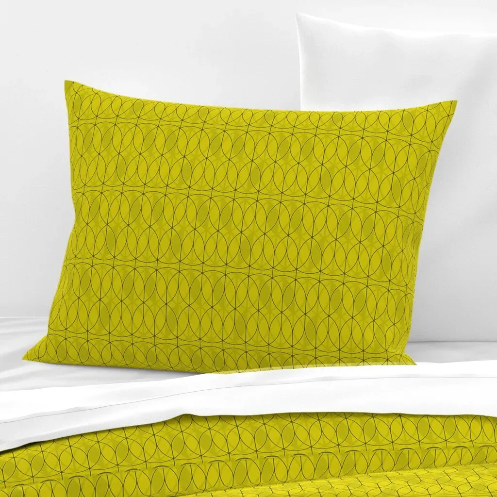 Curved Abstract Standard Knife Edge Cushion Cover - Mustard Yellow, Cotton Sateen product