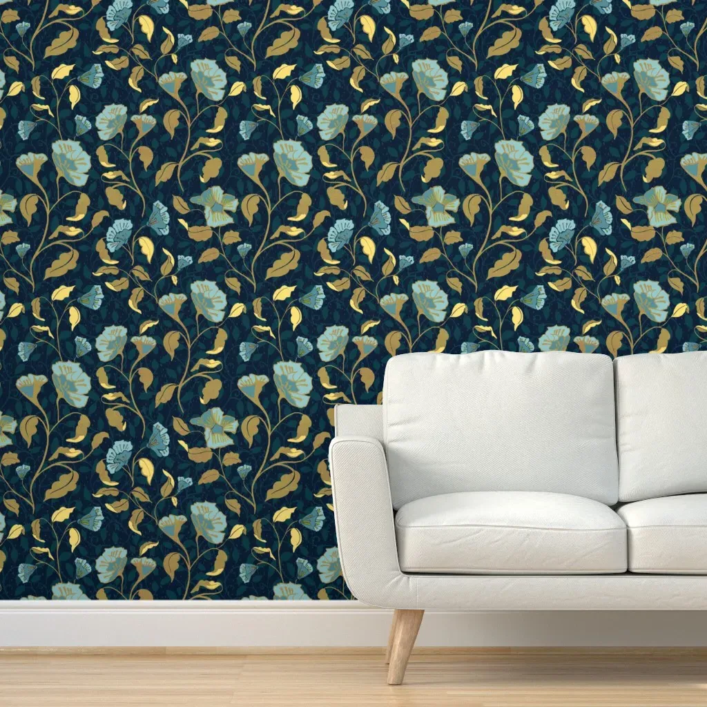 Curving Floral Peel and Stick Wallpaper - Teal product