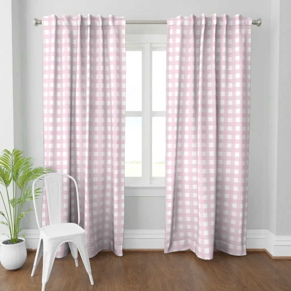 Custom Curtain Panel - Pink on White product