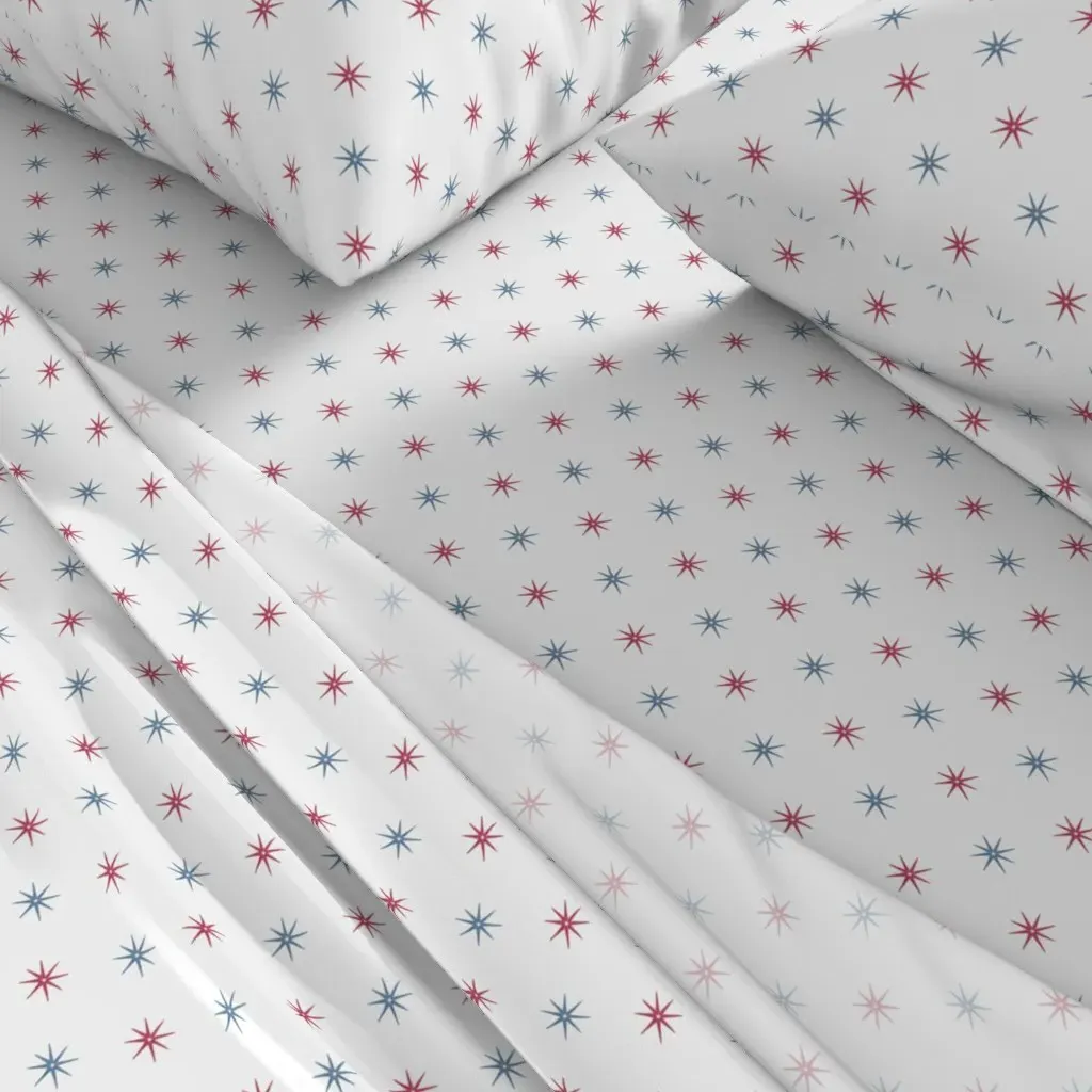 Custom Red and Blue Stars Twin Sheet Set - Red alternate view