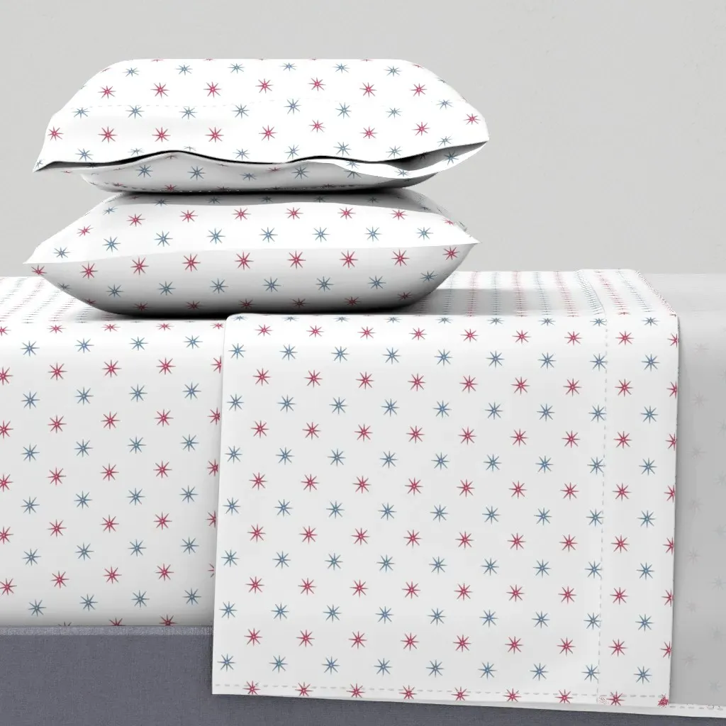 Custom Red and Blue Stars Twin Sheet Set - Red product