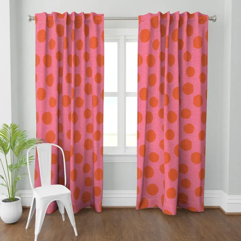 Cut Paper Dots Bright Curtain Panel - Pink product