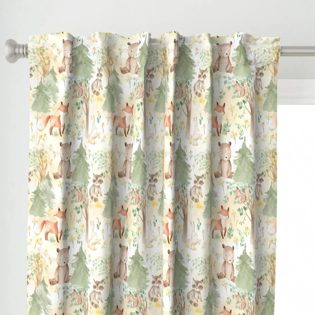 Cute Autumn Forest Curtain Panel - Off-White alternate view