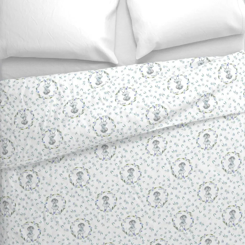 Cute Baby Mouse Girl Duvet Cover - Light Blue alternate view