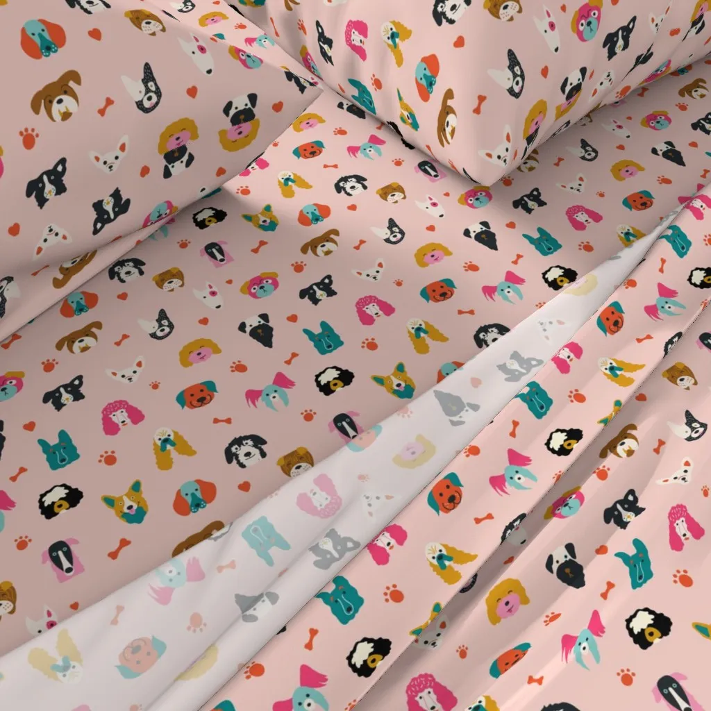 Cute Dog Breeds Full Sheet Set - Pink alternate view