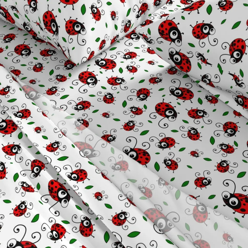Cute Ladybug Pattern Twin Sheet Set - Red alternate view