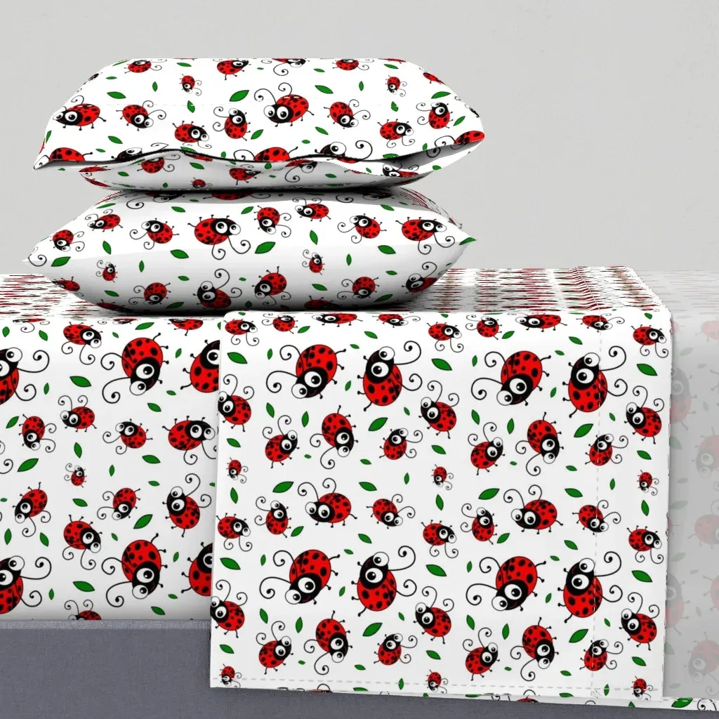 Cute Ladybug Pattern Twin Sheet Set - Red product