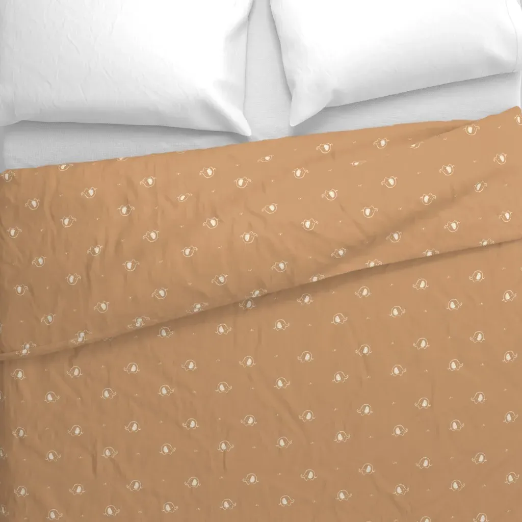 Cute Minimal Tiny Elephants Duvet Cover - Beige alternate view