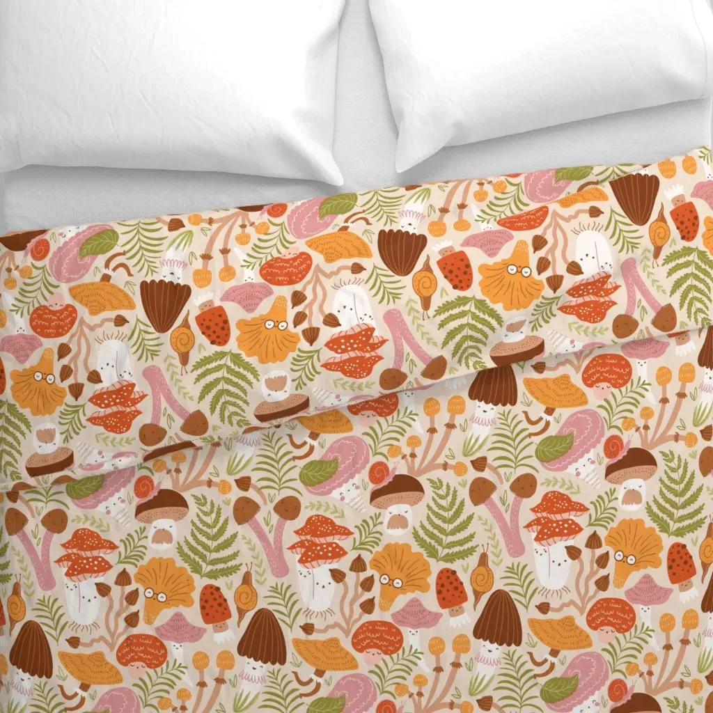 Cute Mushrooms Large Scale Duvet Cover - Orange alternate view