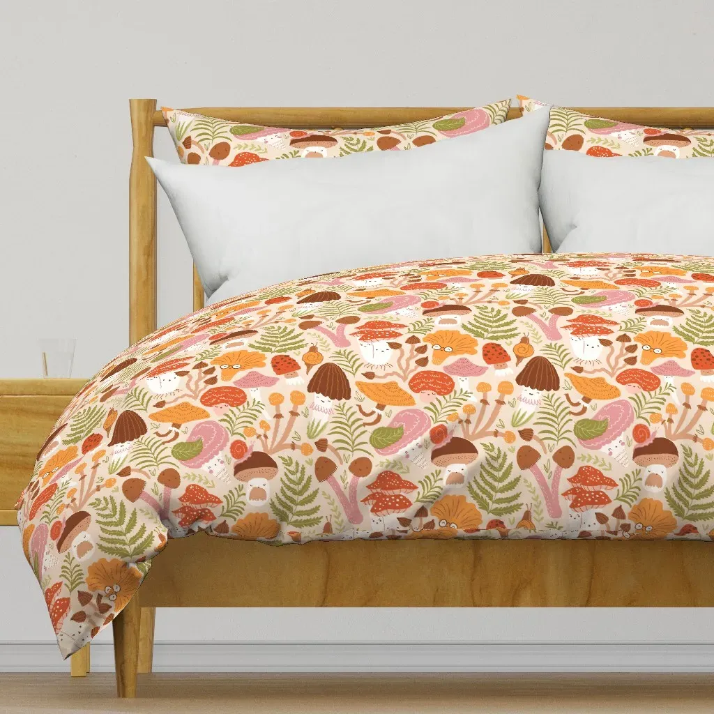 Cute Mushrooms Large Scale Duvet Cover - Orange product
