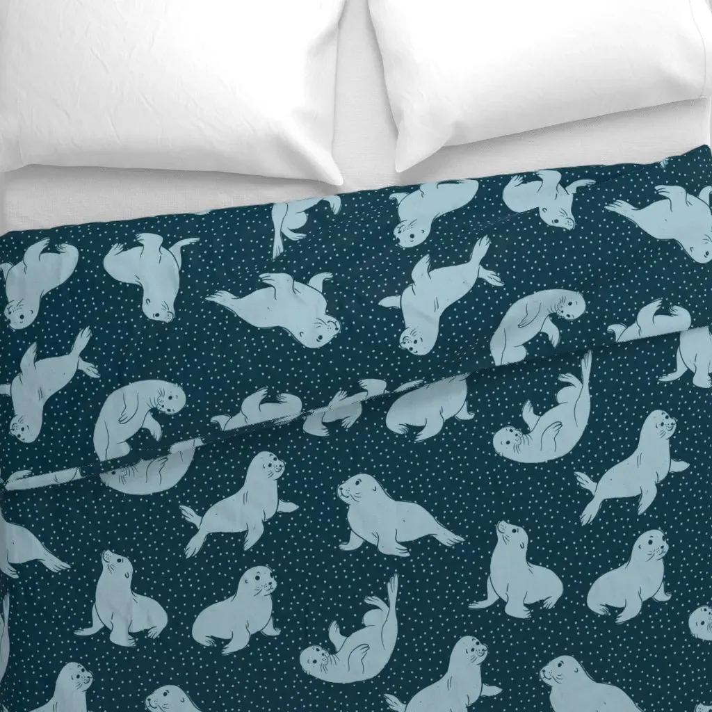Cute Outlined Seals Hand Duvet Cover alternate view