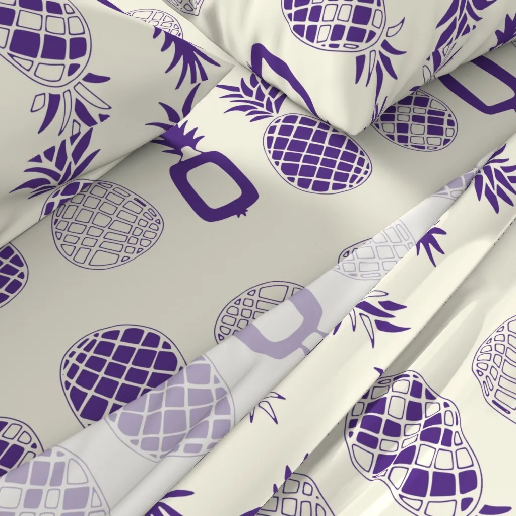 Cute Pineapples Queen Sheet Set - Purple alternate view