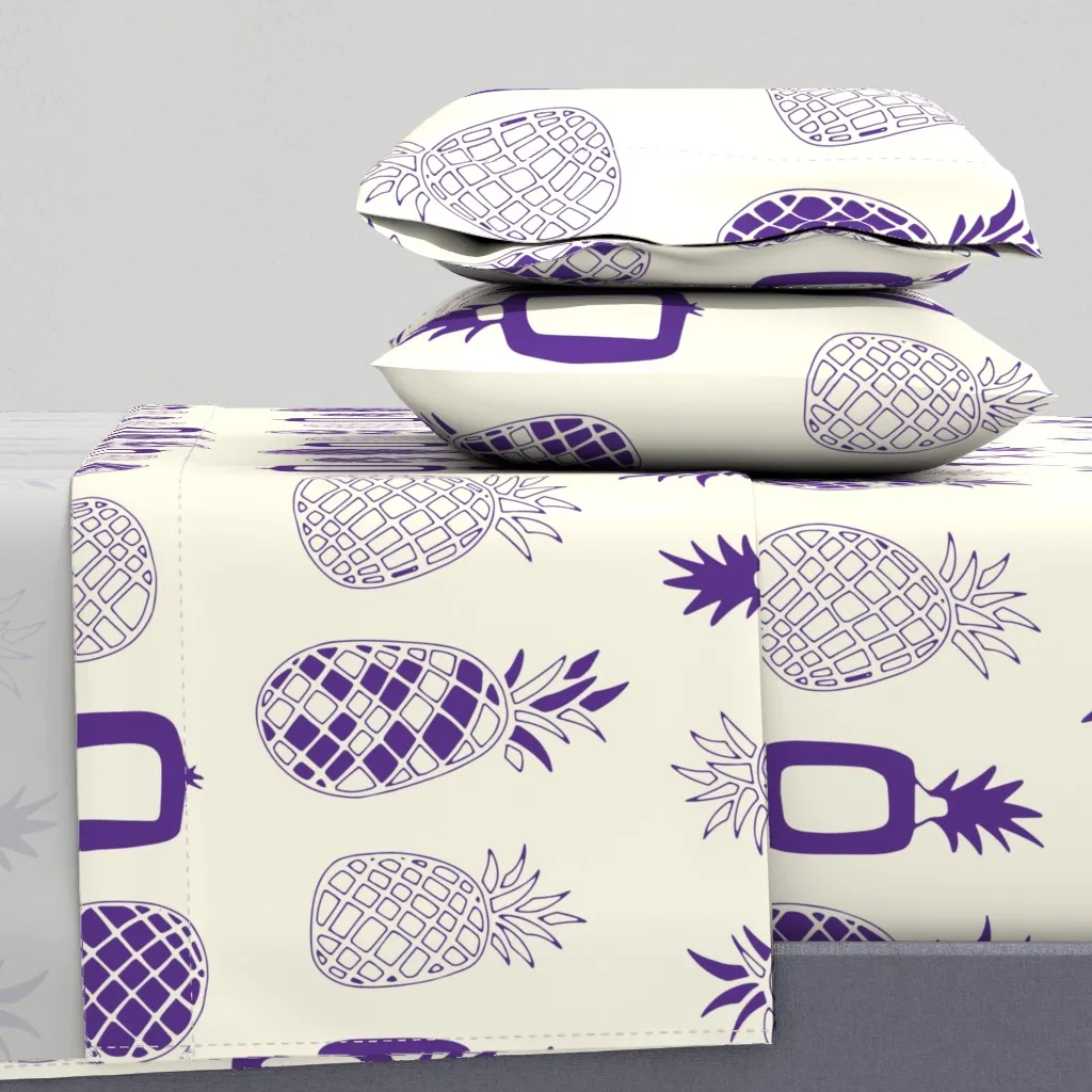 Cute Pineapples Queen Sheet Set - Purple product
