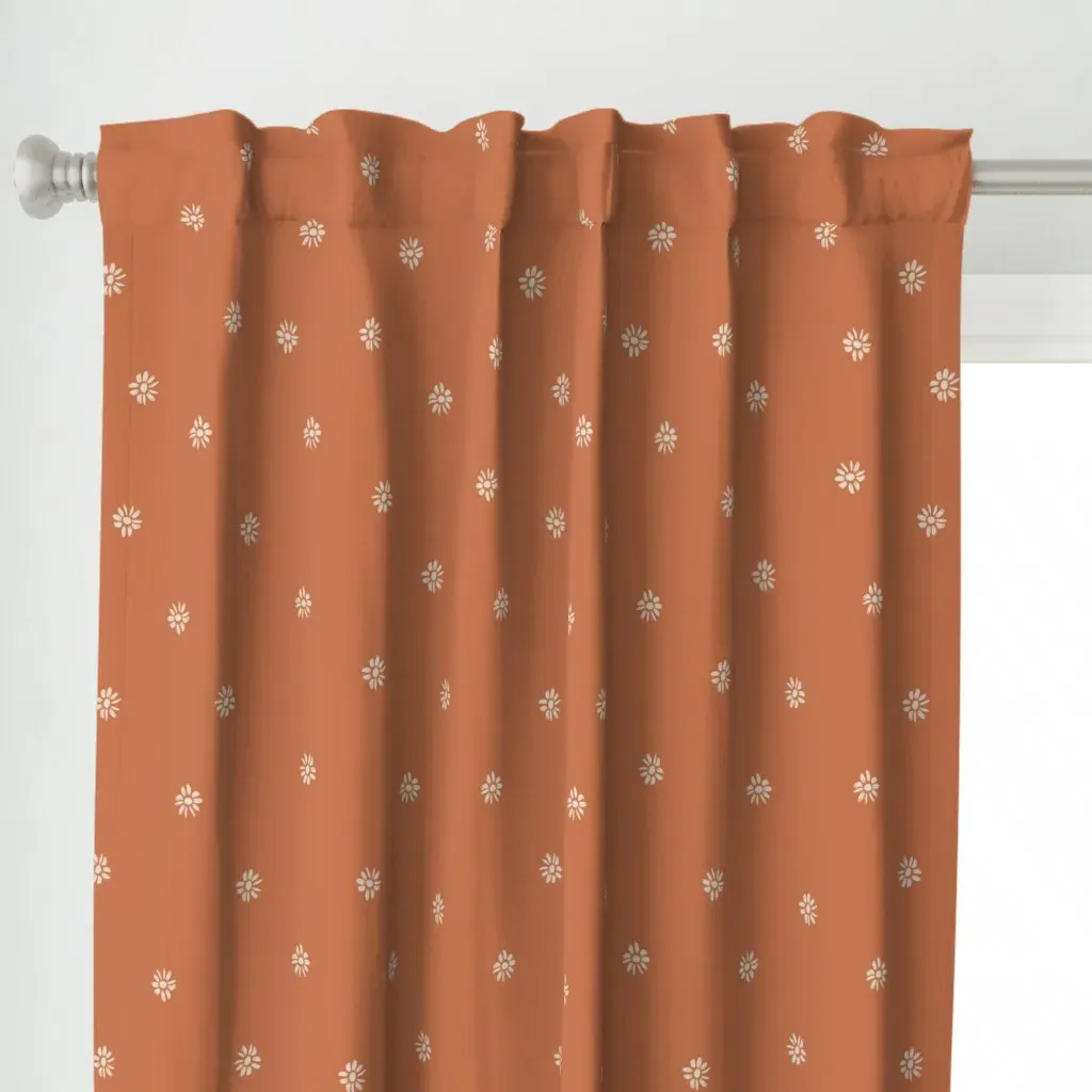 Cute Small Organic Tossed Curtain Panel - Terracotta alternate view