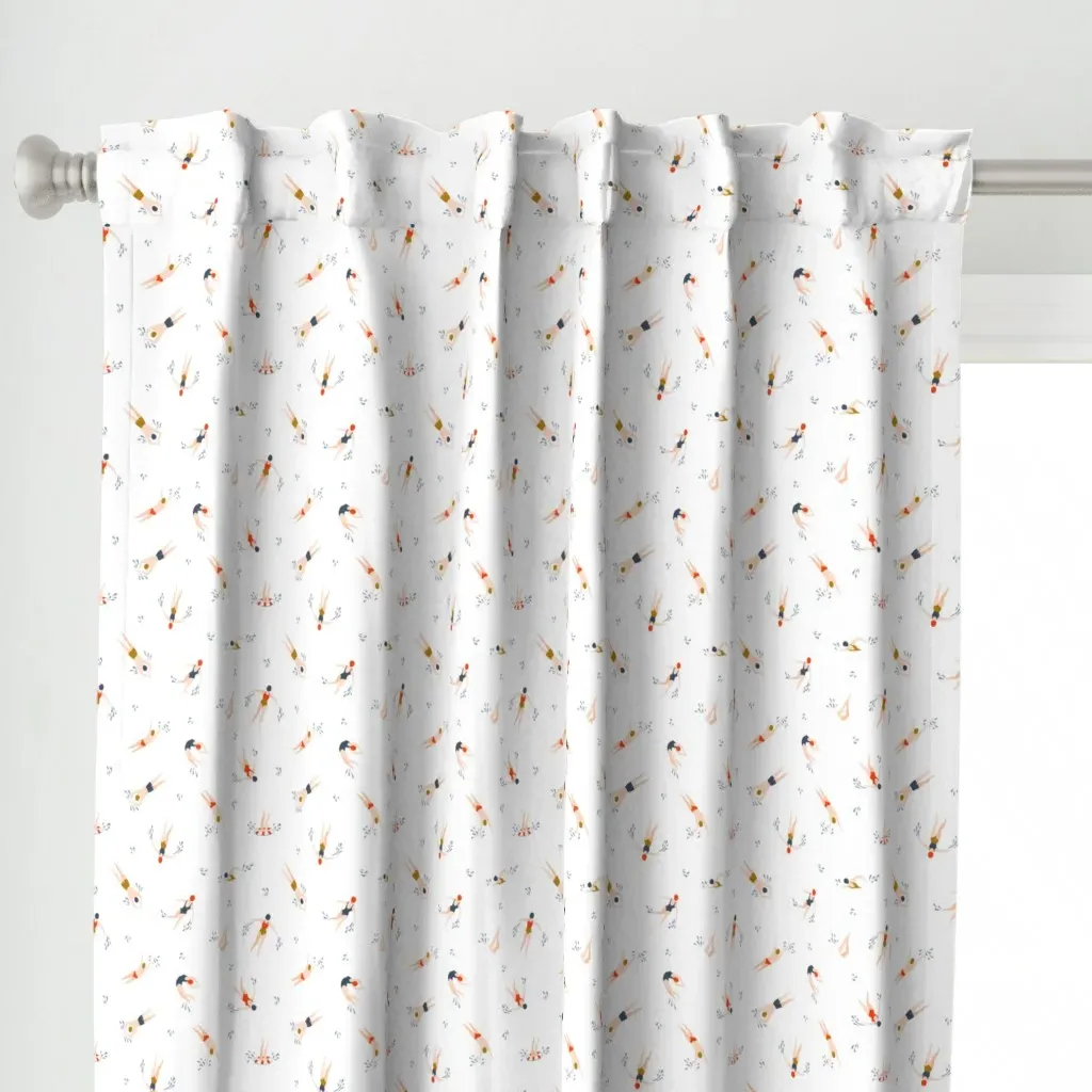 Cute Swimmers Curtain Panel - Red alternate view
