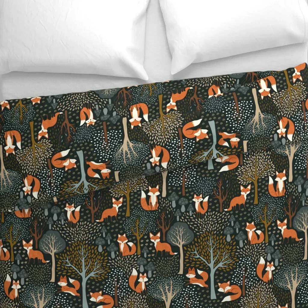 Cute Woodland Fox Duvet Cover - Orange alternate view