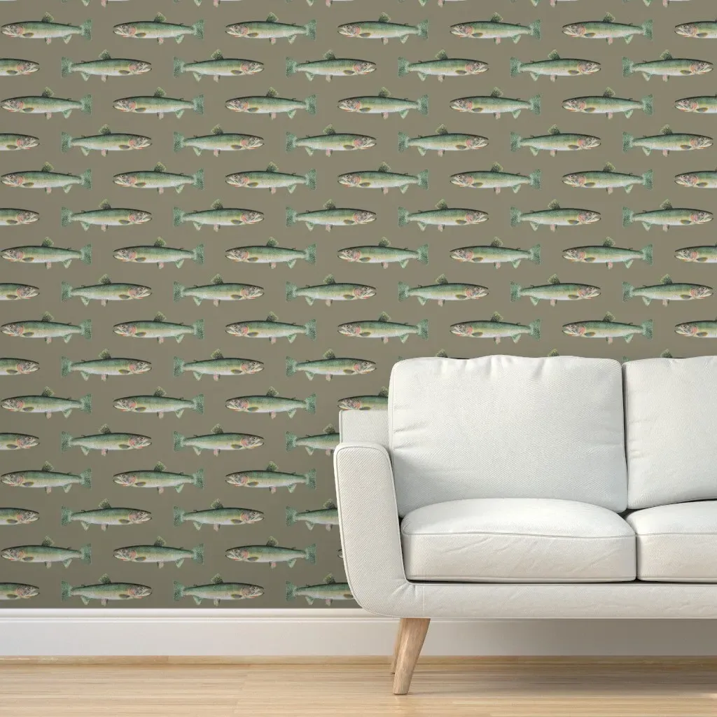 Cutthroat Trout Peel and Stick Wallpaper - Pewter Grey product