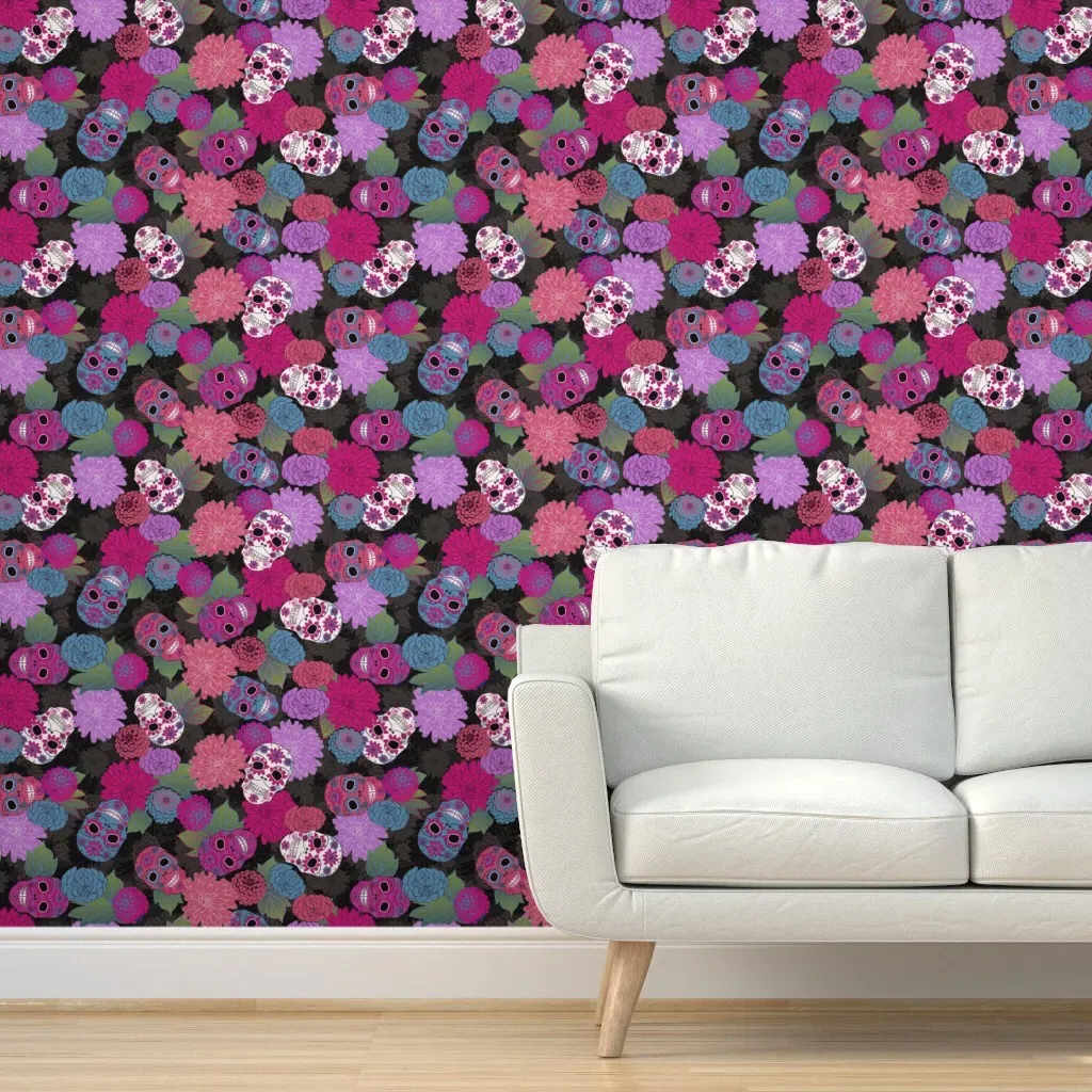 Día De Los Muertos Peel and Stick Wallpaper - Pink product