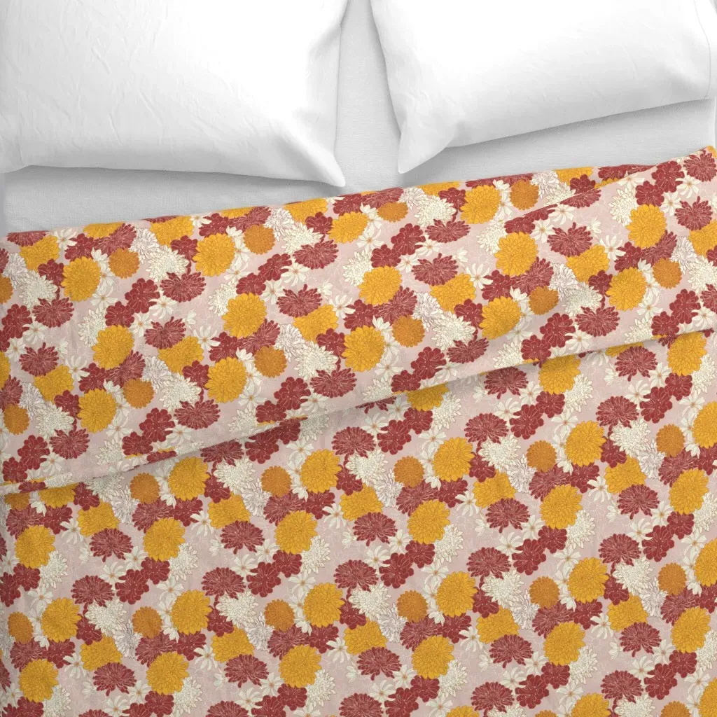 Dahlia Cosmos and Zinnia Duvet Cover - Burgundy alternate view