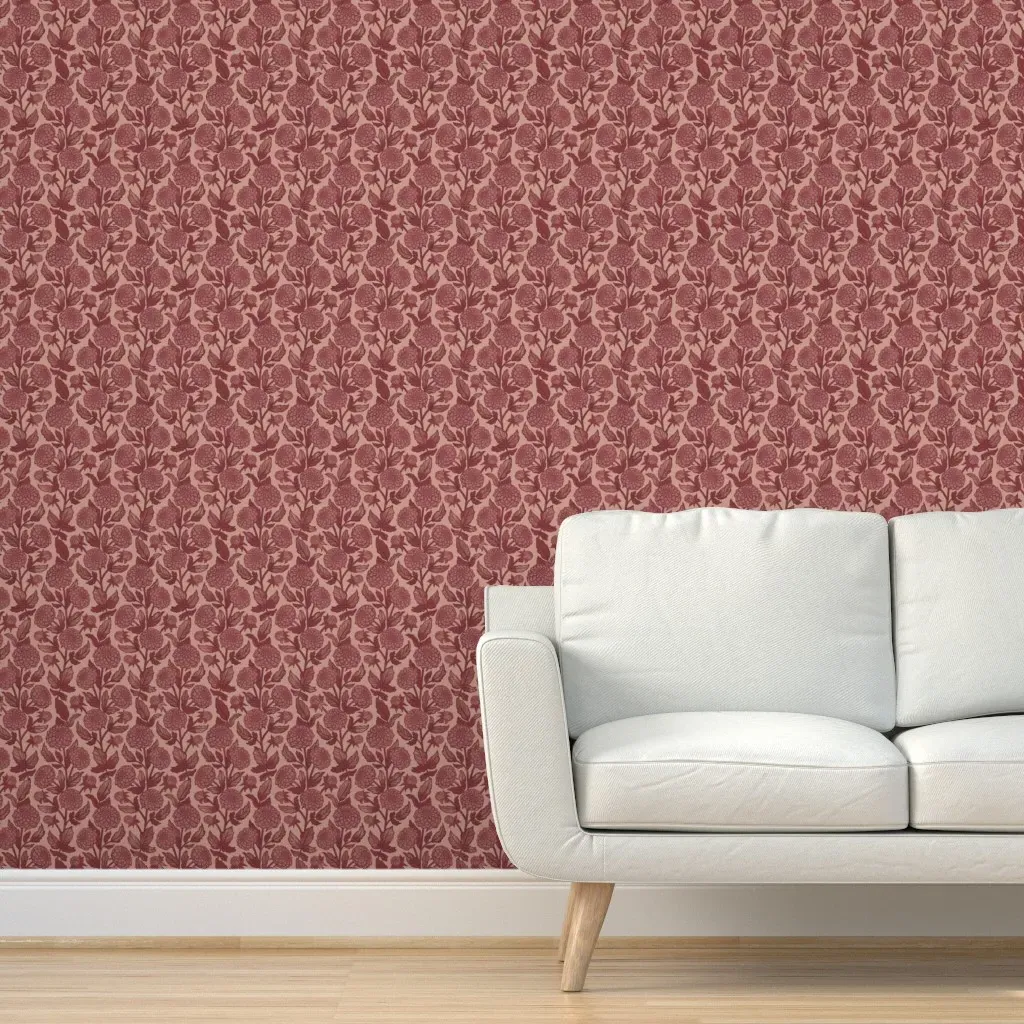 Dahlia Floral Peel and Stick Wallpaper - Dusty Rose product